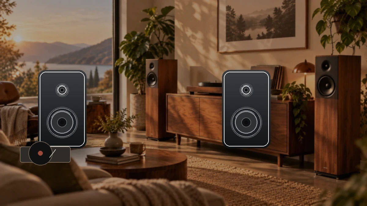 ELAC Aktivlautsprecher in moderner Stereo-Umgebung