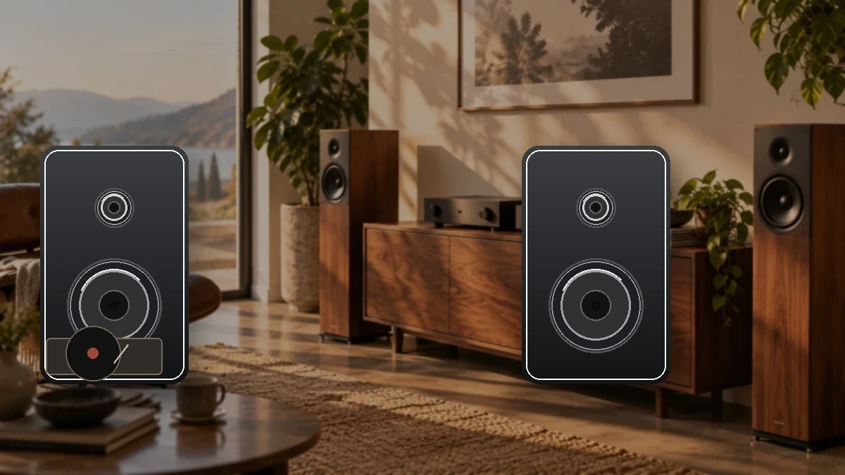 Nubert Aktivlautsprecher in einem HiFi-Wohnzimmer
