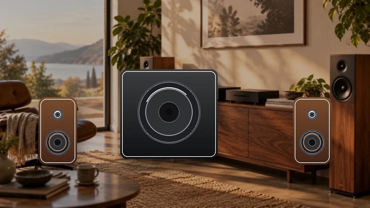 SVS Subwoofer in einem Stereo-Wohnzimmer