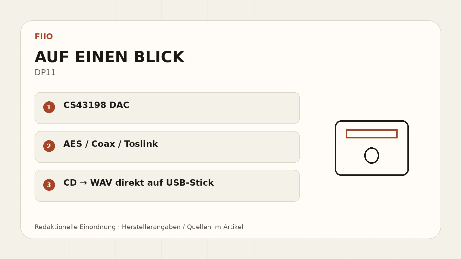 FiiO DP11 – redaktionelle Eckdaten