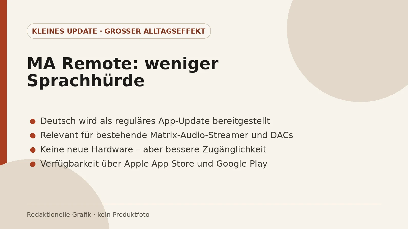 Matrix Audio MA Remote – redaktionelle Grafik zur deutschen App-Oberfläche