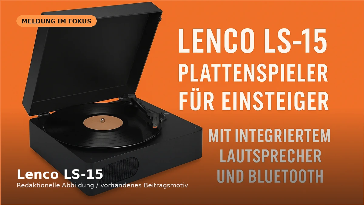 Visual zur Meldung „Lenco LS-15: kompakter Plattenspieler mit Lautsprechern und Bluetooth“