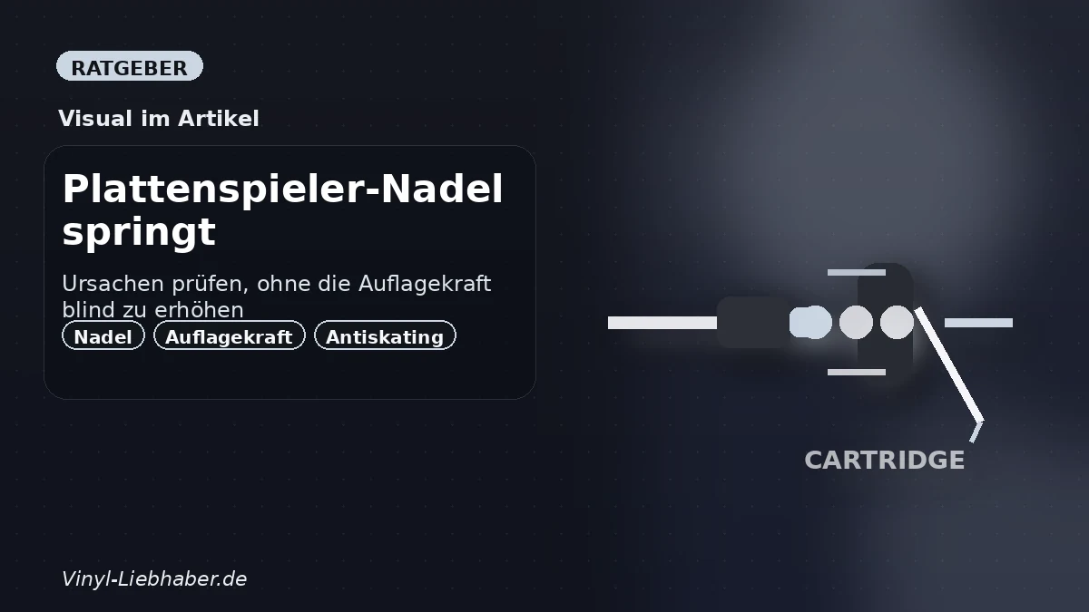 Erklärgrafik zum Ratgeber „Plattenspieler-Nadel springt: Ursachen prüfen, ohne die Auflagekraft blind zu erhöhen“