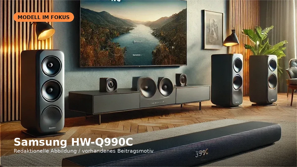 Produktvisual zum Check „Samsung HW-Q990C im Check 2026: starkes 11.1.4-System, aber mehrere Generationen alt“