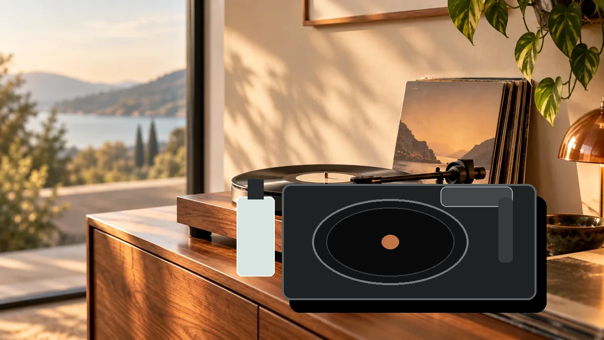 Schallplattenwaschmaschine in einem Vinyl-Hörraum