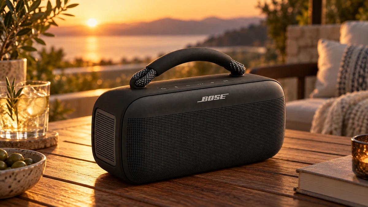 Zweite fotorealistische, inszenierte Produktgrafik zu Bose SoundLink Max im Check: kräftiger Bluetooth-Speaker mit AUX-Vorteil