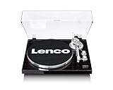 Lenco LBT-188 Plattenspieler - Bluetooth Plattenspieler - Riemenantrieb - 2 Geschwindigkeiten 33 u. 45 U/min - Anti-Skating - Vinyl zu MP3 digitalisieren - Dunkelbraun, LBT-188 WA, Wallnuss