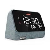 Lenovo Smart Clock Essential mit integrierter Alexa – Digital-LED mit automatischer Helligkeit – Wecker mit Lautsprecher und Mikrofon – kompatibel Docking – Misty Blue