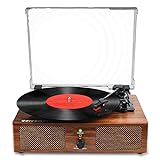 Vinyl Plattenspieler Bluetooth Plattenspieler mit eingebauten Lautsprechern und USB Riemenantrieb Vintage Phonograph Plattenspieler 3 Geschwindigkeiten für Unterhaltung und Heimdekoration