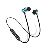 Runfon Magnetische Bluetooth-Kopfhörer, wasserdicht, In-Ear-Bluetooth-Ohrhörer, kabelloses Headset, für Musik/Sport, Schwarz / Blau