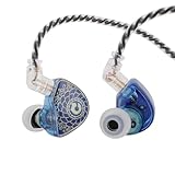 LINSOUL TANGZU Wan'er S.G HiFi 10mm dynamischen Treiber PET-Membran In-Ear-Kopfhörer mit ergonomischer Form, abnehmbares versenktes 2Pin OFC geflochtenes Kabel für Audiophile Musiker (Blau, Mit Mic