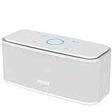 DOSS Bluetooth Lautsprecher, SoundBox Musikbox Bluetooth Box mit Dualen Bass-Treibern, 20h Akku,Touch Control, IPX5 Wasserdicht, Bloototh Lautsprecher für zuhause draußen Garten, Handy- Weiß