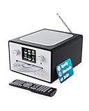 Internetradio mit CD Player & DAB Plus | Küchenradio mit Bluetooth & FM Radio | Digitalradio WLAN mit Spotify Connect, Podcasts | EQ, Farbdisplay, Inklusive Fernbedienung | MAJORITY Homerton (Schwarz)